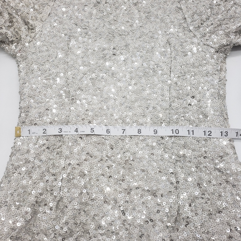 Free People Women US 6 champagne all over sequin dress Party Girl mini side zip - Picture 13 of 15